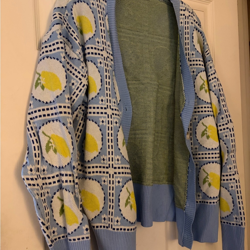 Blue Lemon Patterned Women's Cardigan